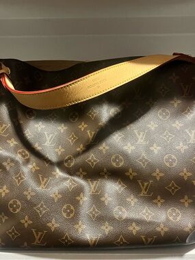 Boutique Brown Monogram hobo with Tan Strap Trim